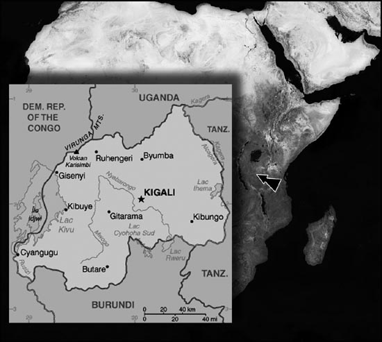 Localisation du Rwanda en Afrique