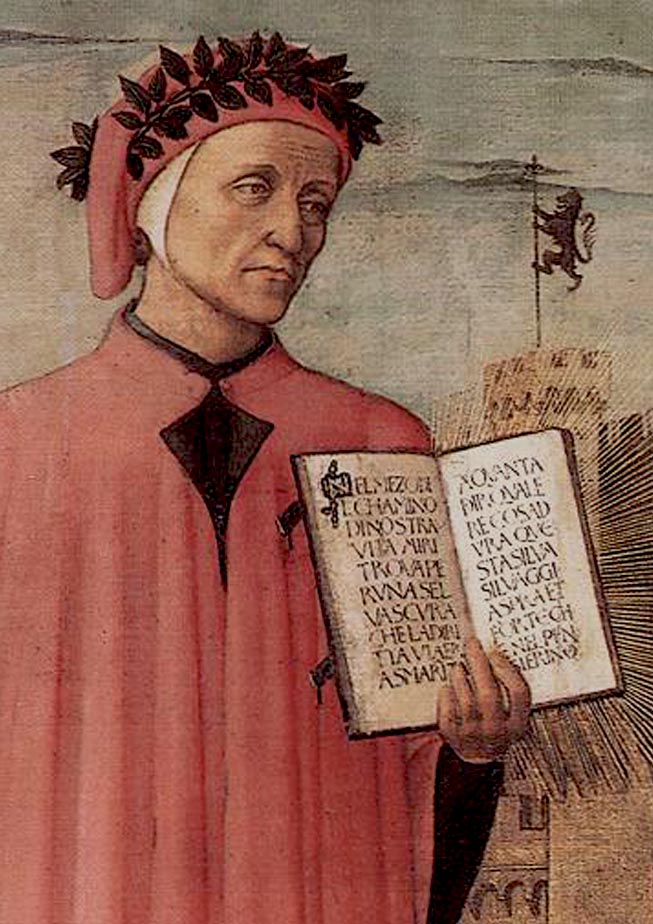 Dante Alighieri présentant son fameux ouvrage 